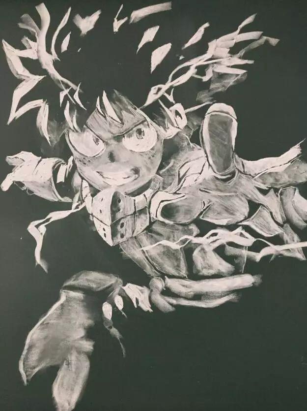 黑板报动漫人物，艺术与文化的完美交融展现风采的创意艺术形象展现。